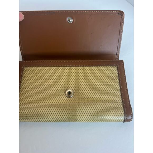 Vintage Dooney and Bourke Beige and Brown Leather Bifold Checkbook Over Flap - Picture 7 of 15